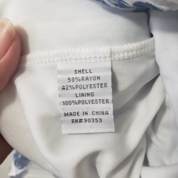 NWT J GLEE Boho Dress Blue/White Floral Knee Length Size L - Picture 9 of 13